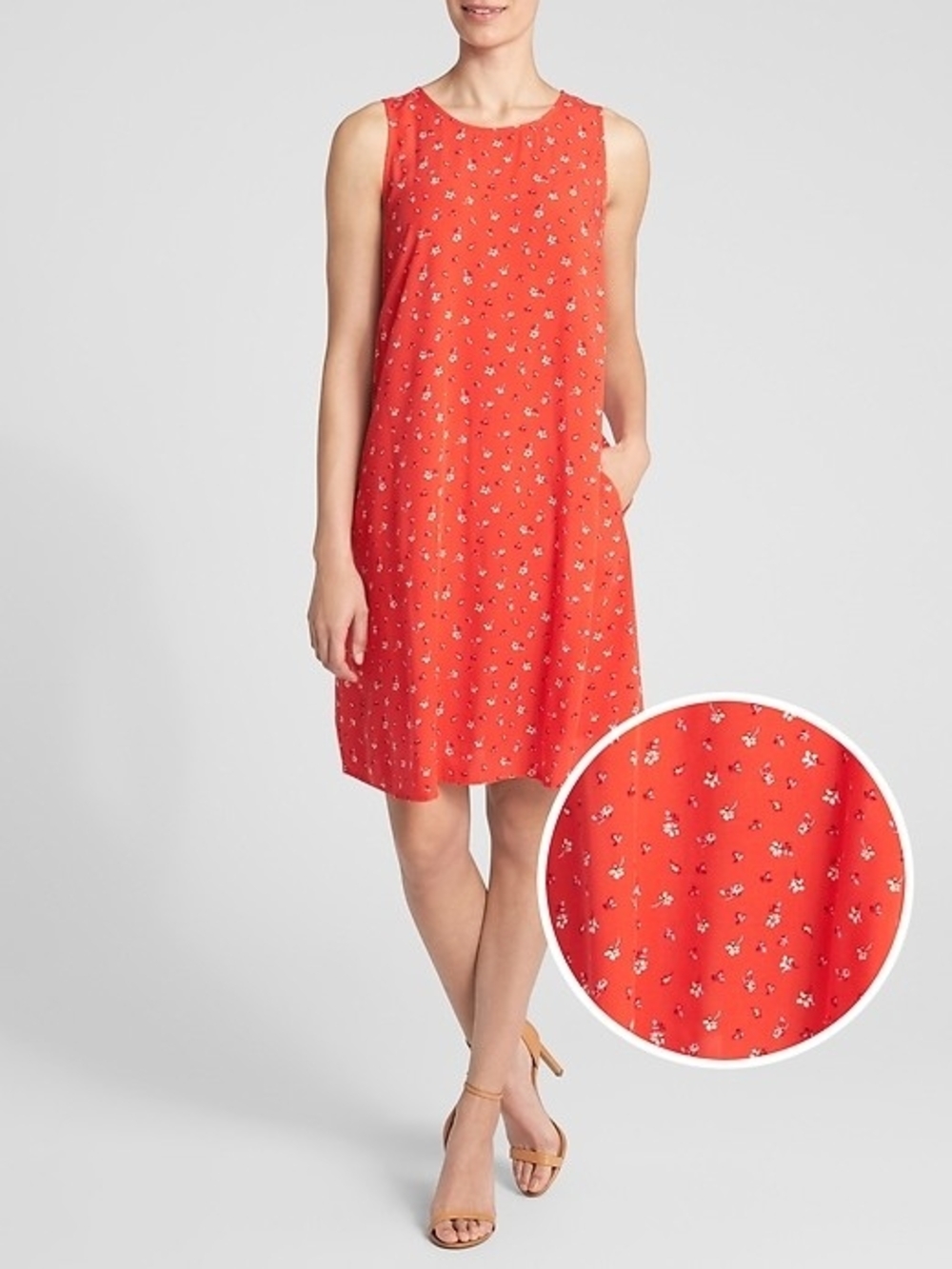 GAP Coral Floral Sleeveless A-Line Dress